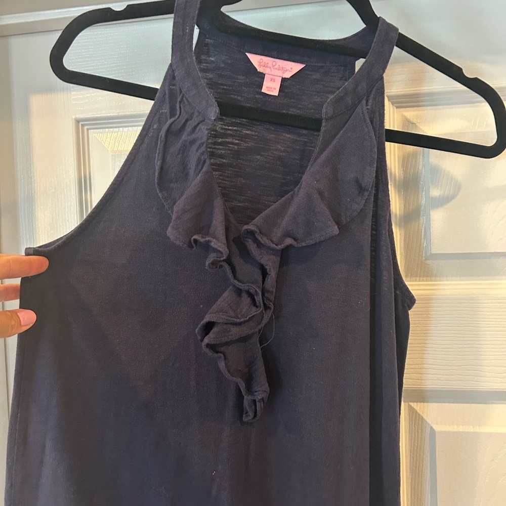 Lilly Pulitzer Navy Ruffled Sleeveless Dress